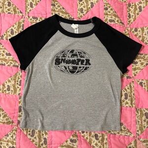Snooper Band Black & Gray Cropped Baby Tee T-shirt Size XL